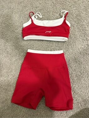 Fancy Women's Red and White Sports Bra